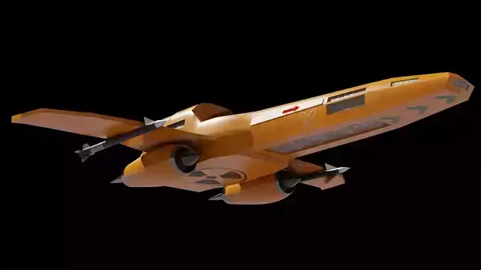 Spaceship 3D model fighter jet Low-poly 3D model