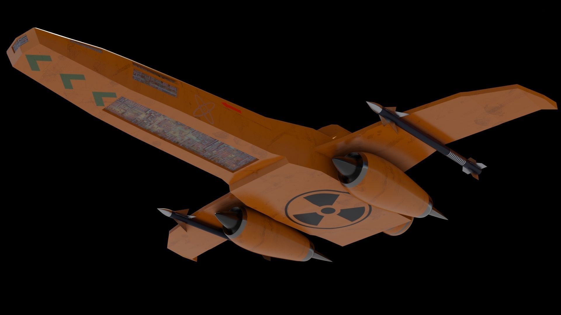 Spaceship 3D model fighter jet Low-poly 3D model_6