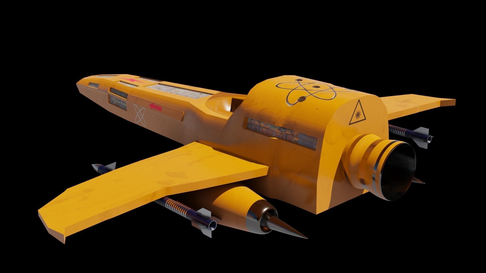 Spaceship 3D model fighter jet Low-poly 3D model_2