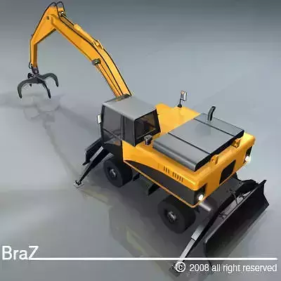 Hydraulic Excavators with material handler 3D model