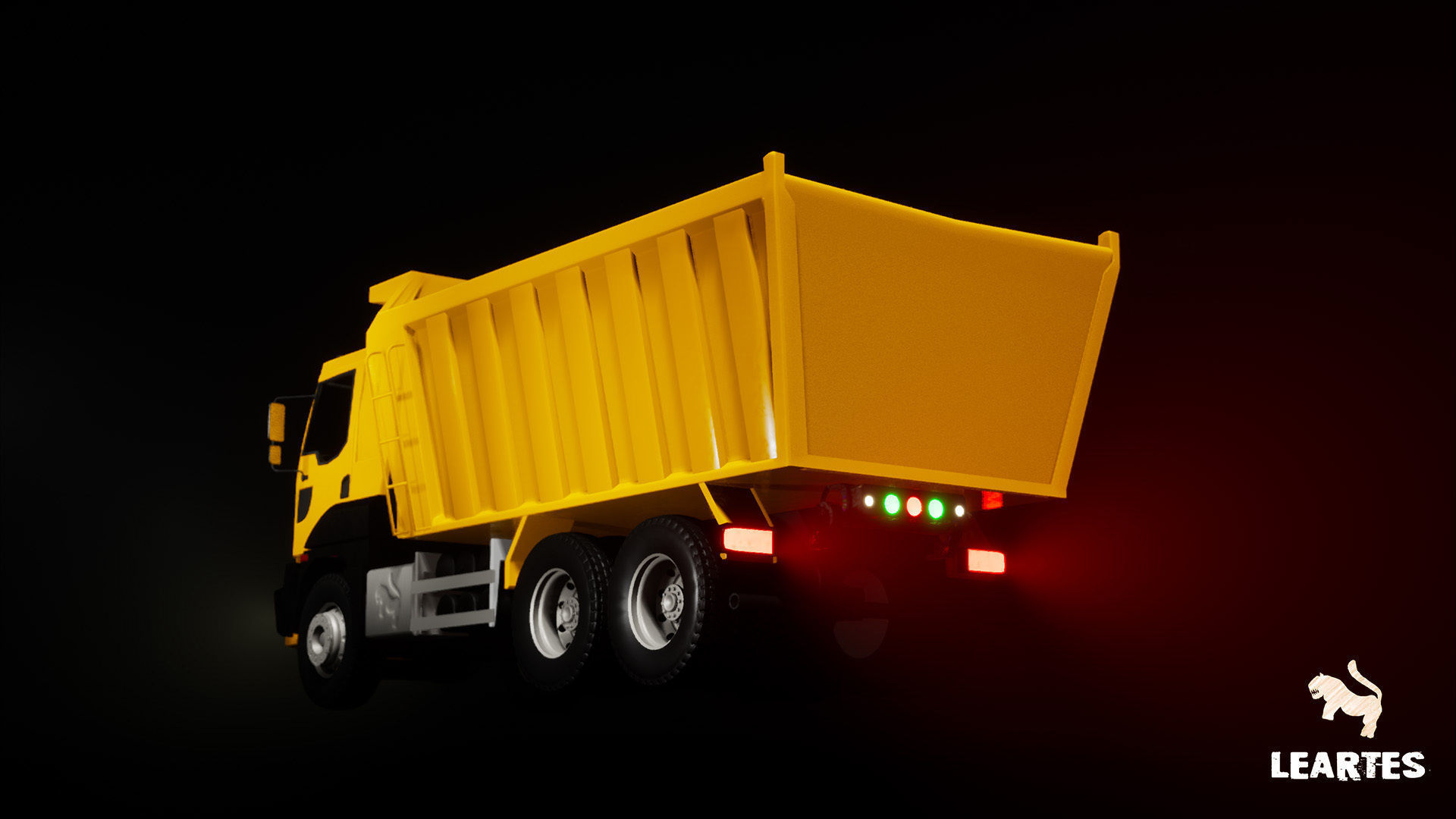 Driveable Animated Construction Truck Low-poly 3D model_11