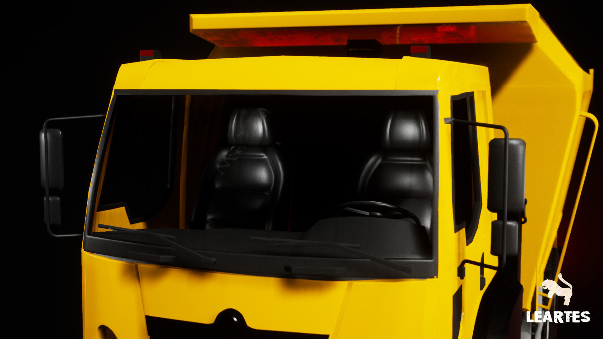 Driveable Animated Construction Truck Low-poly 3D model_10