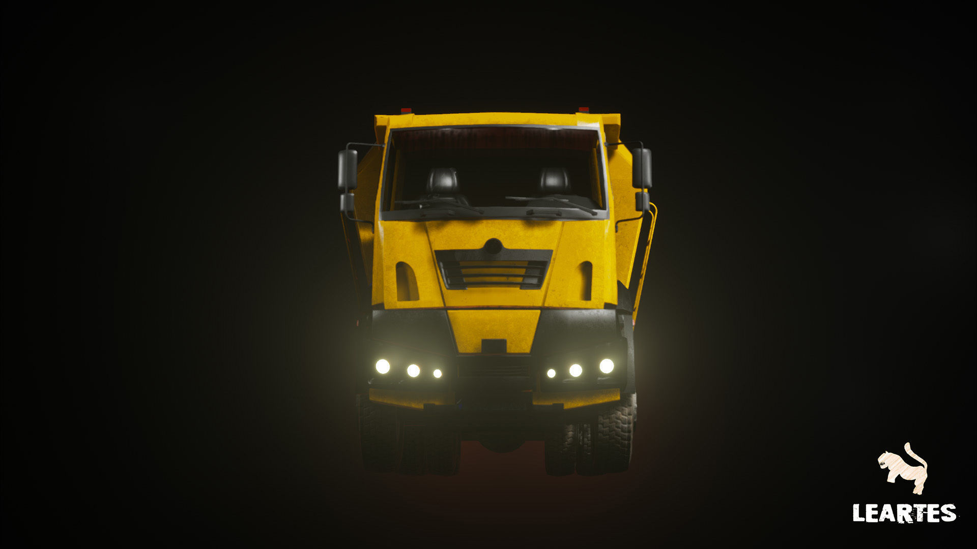 Driveable Animated Construction Truck Low-poly 3D model_7