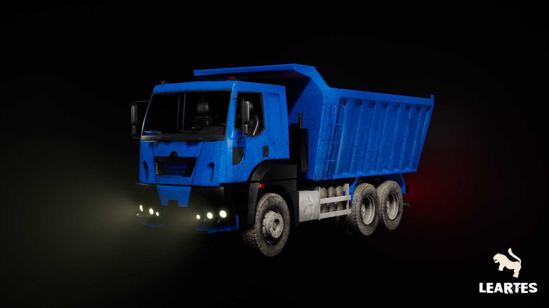 Driveable Animated Construction Truck Low-poly 3D model_6