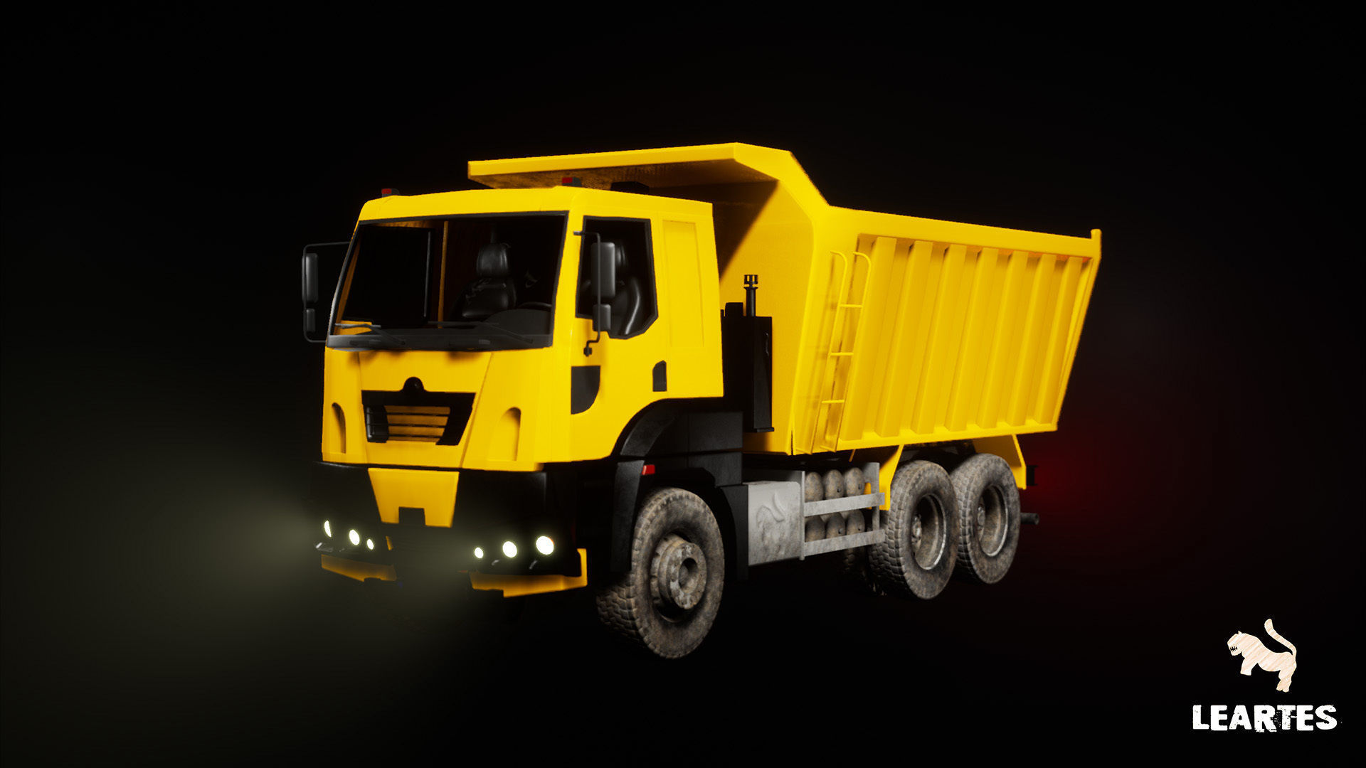 Driveable Animated Construction Truck Low-poly 3D model_2