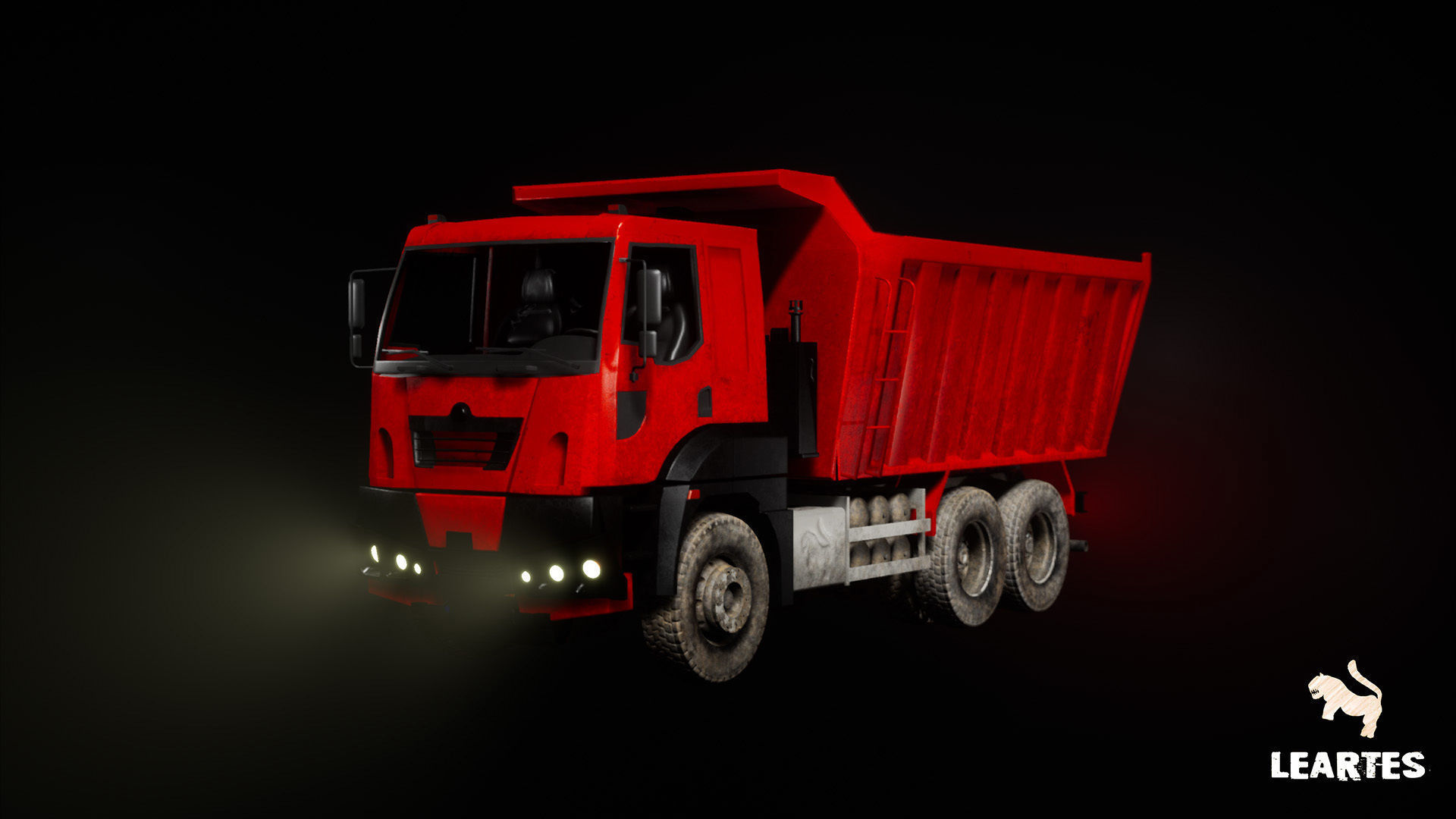 Driveable Animated Construction Truck Low-poly 3D model_3