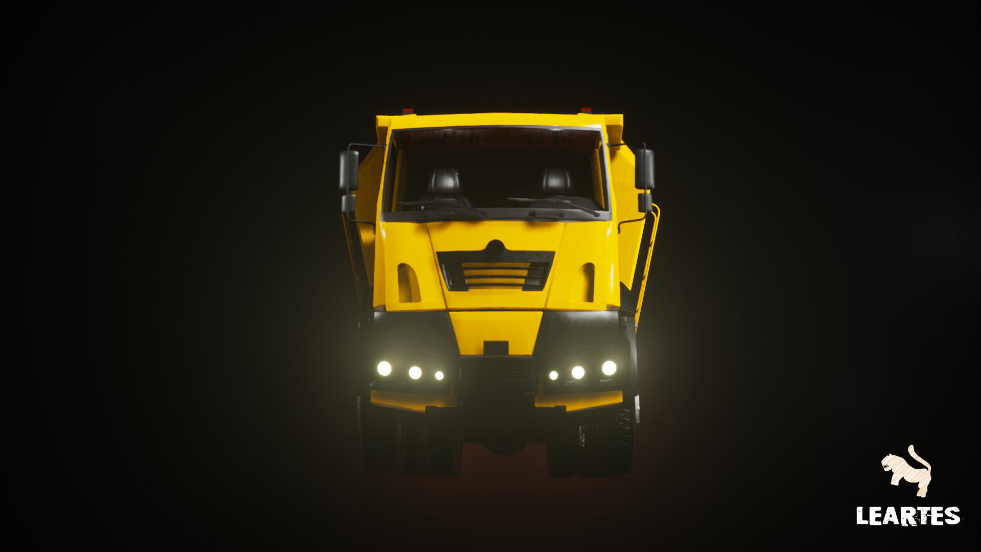 Driveable Animated Construction Truck Low-poly 3D model_8