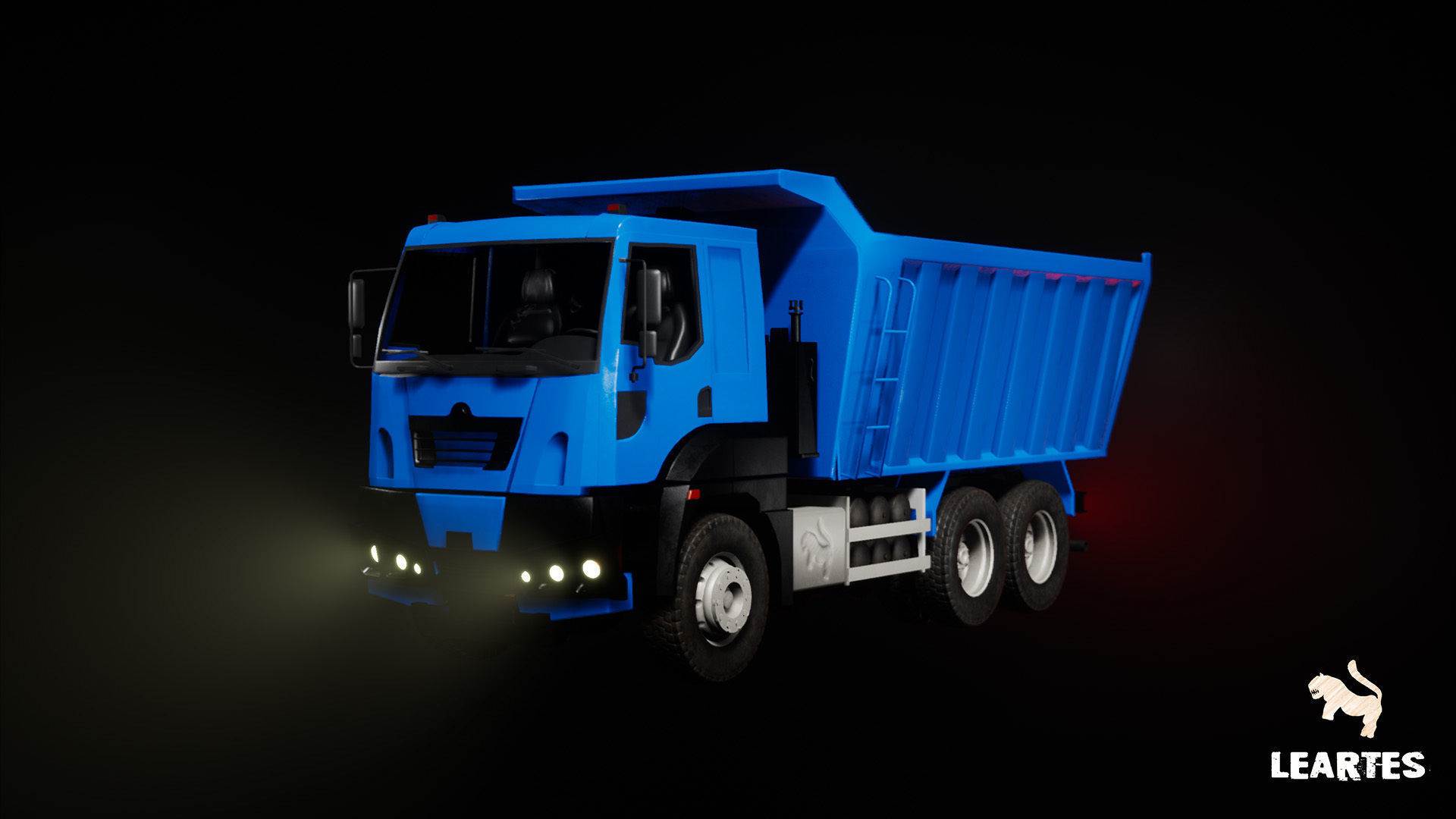 Driveable Animated Construction Truck Low-poly 3D model_5