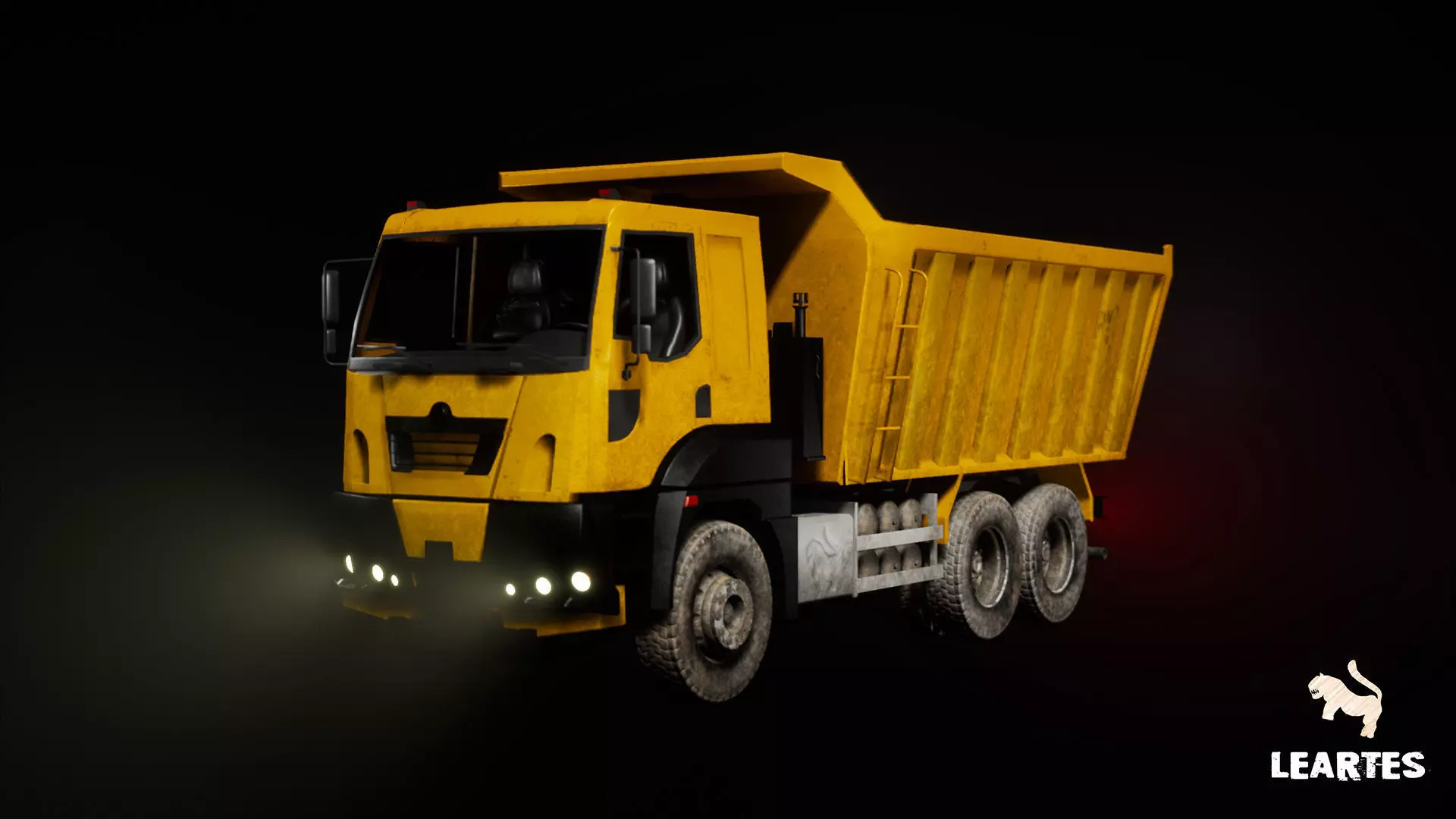 Driveable Animated Construction Truck Low-poly 3D model_0