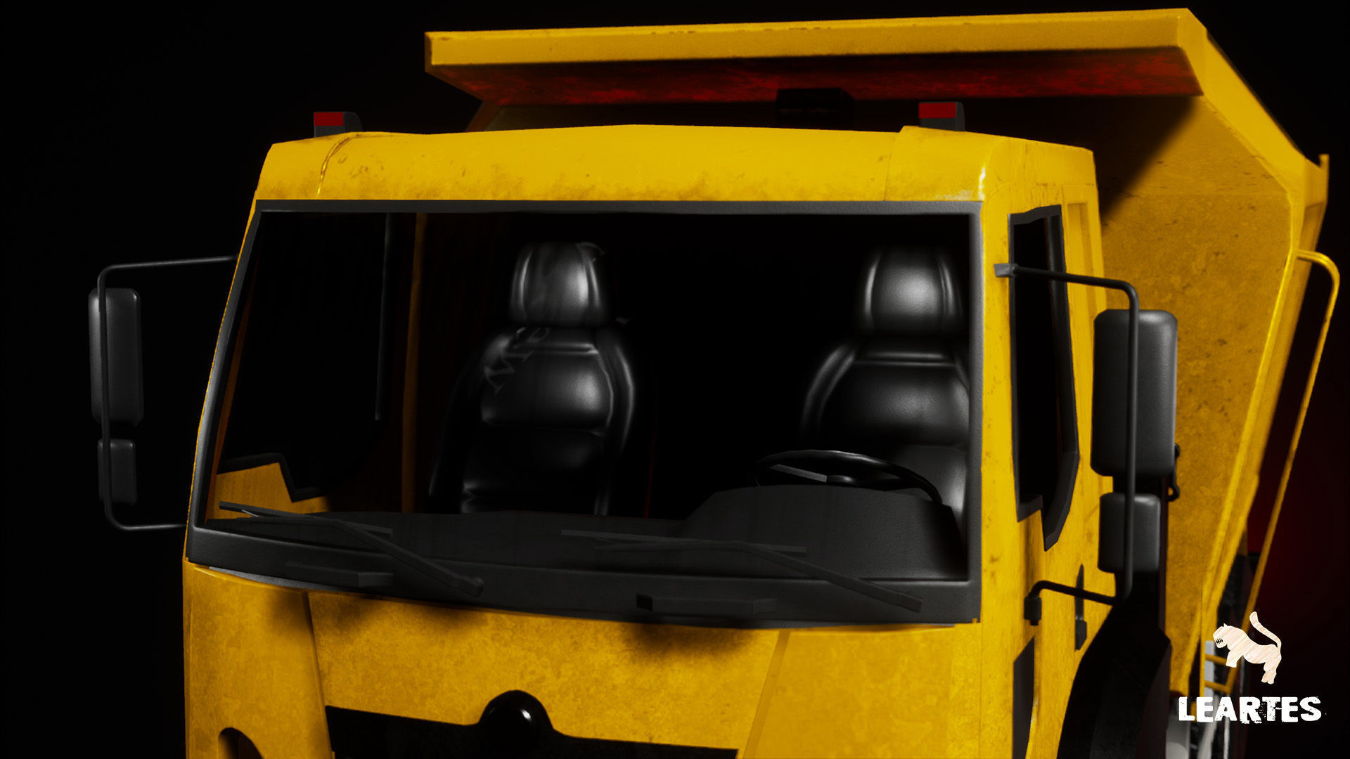 Driveable Animated Construction Truck Low-poly 3D model_9