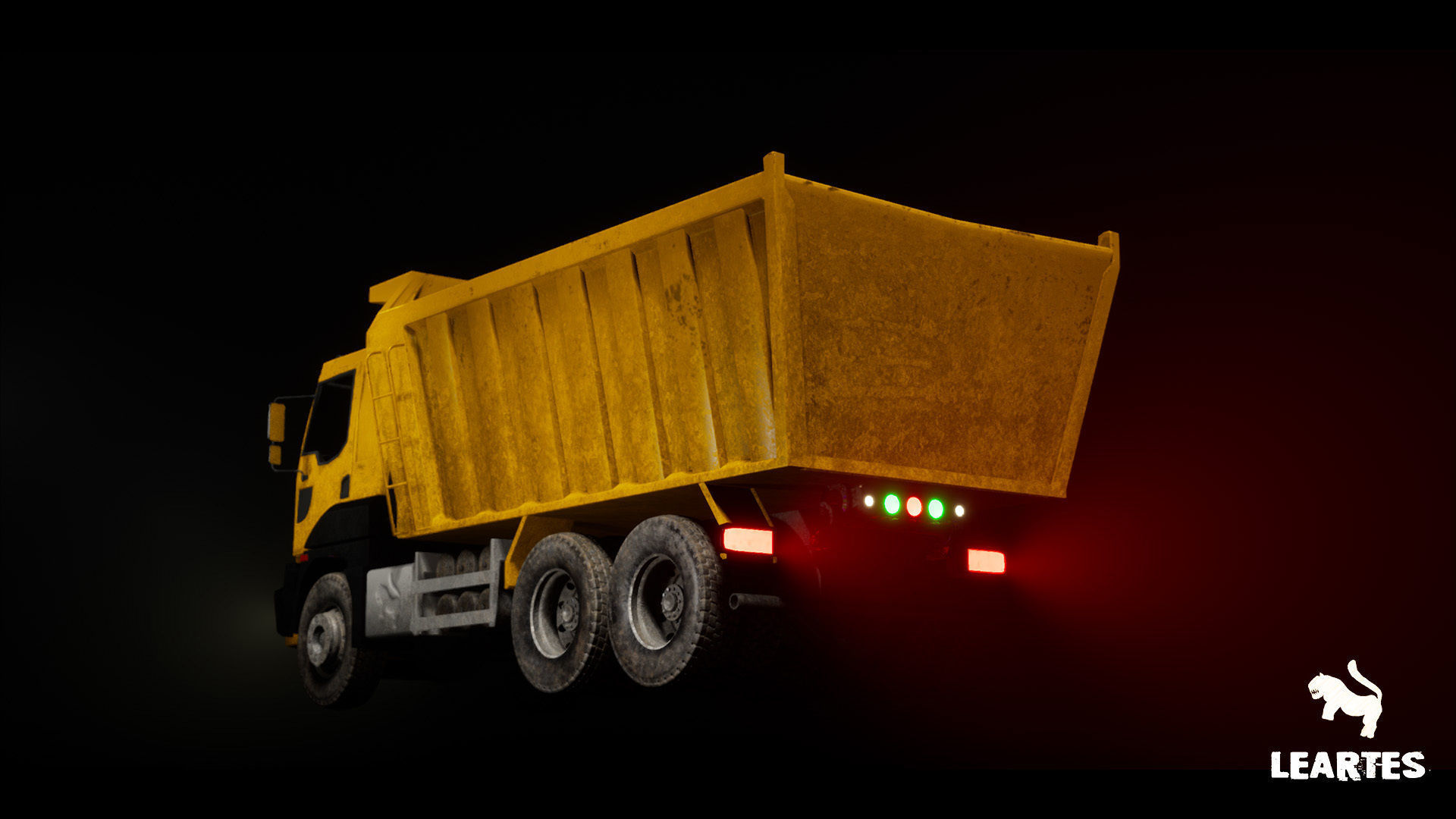 Driveable Animated Construction Truck Low-poly 3D model_12