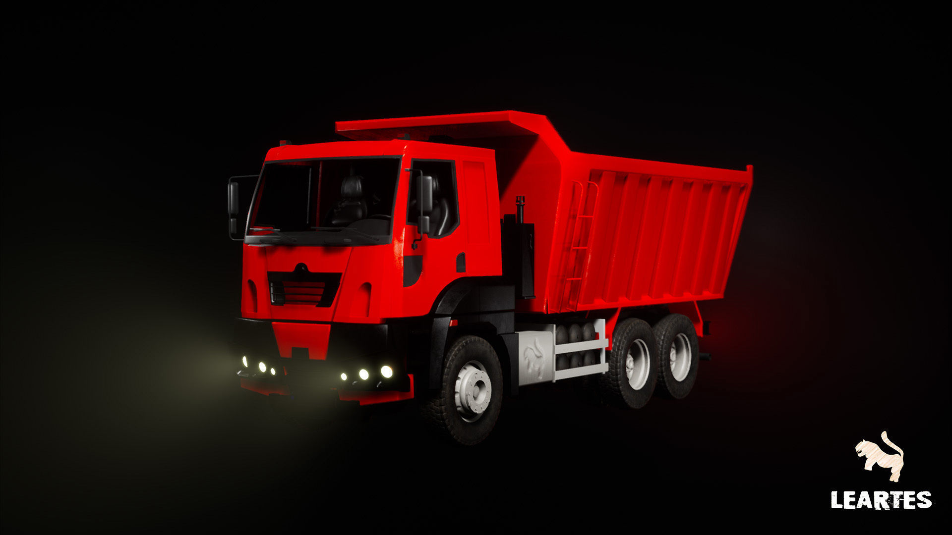 Driveable Animated Construction Truck Low-poly 3D model_4