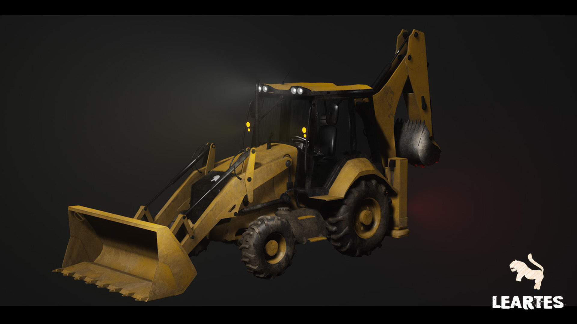 Driveable Animated Excavator Dozer with Material Variations Low-poly 3D model_5