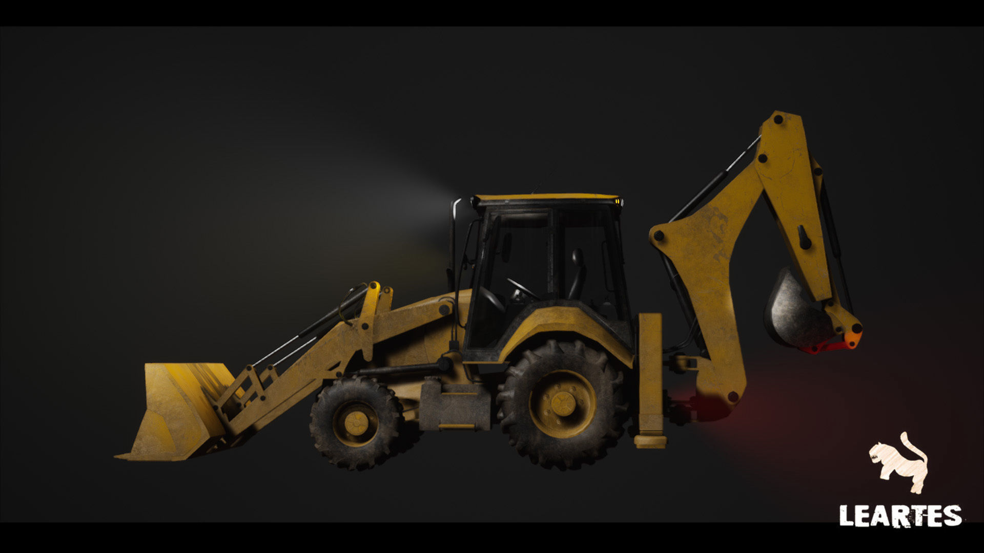 Driveable Animated Excavator Dozer with Material Variations Low-poly 3D model_8