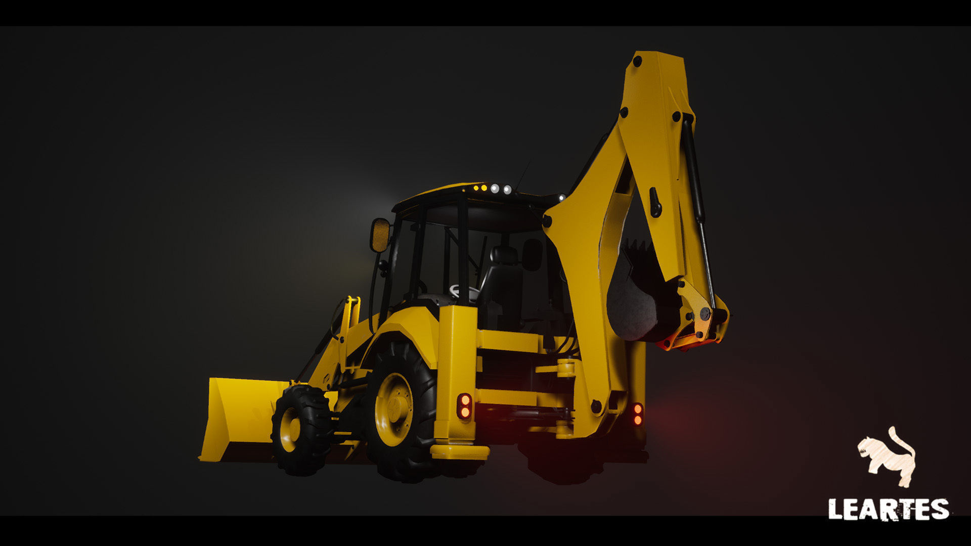 Driveable Animated Excavator Dozer with Material Variations Low-poly 3D model_10