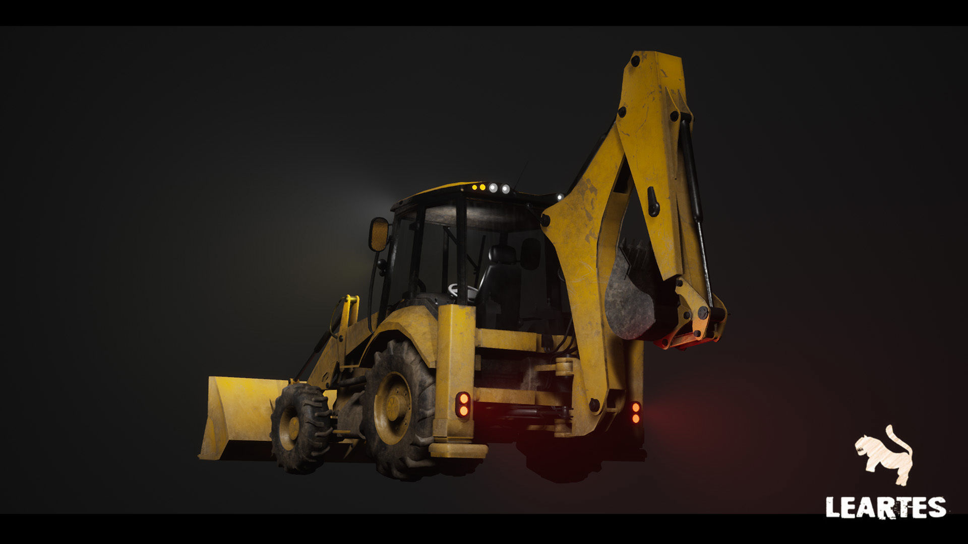 Driveable Animated Excavator Dozer with Material Variations Low-poly 3D model_11