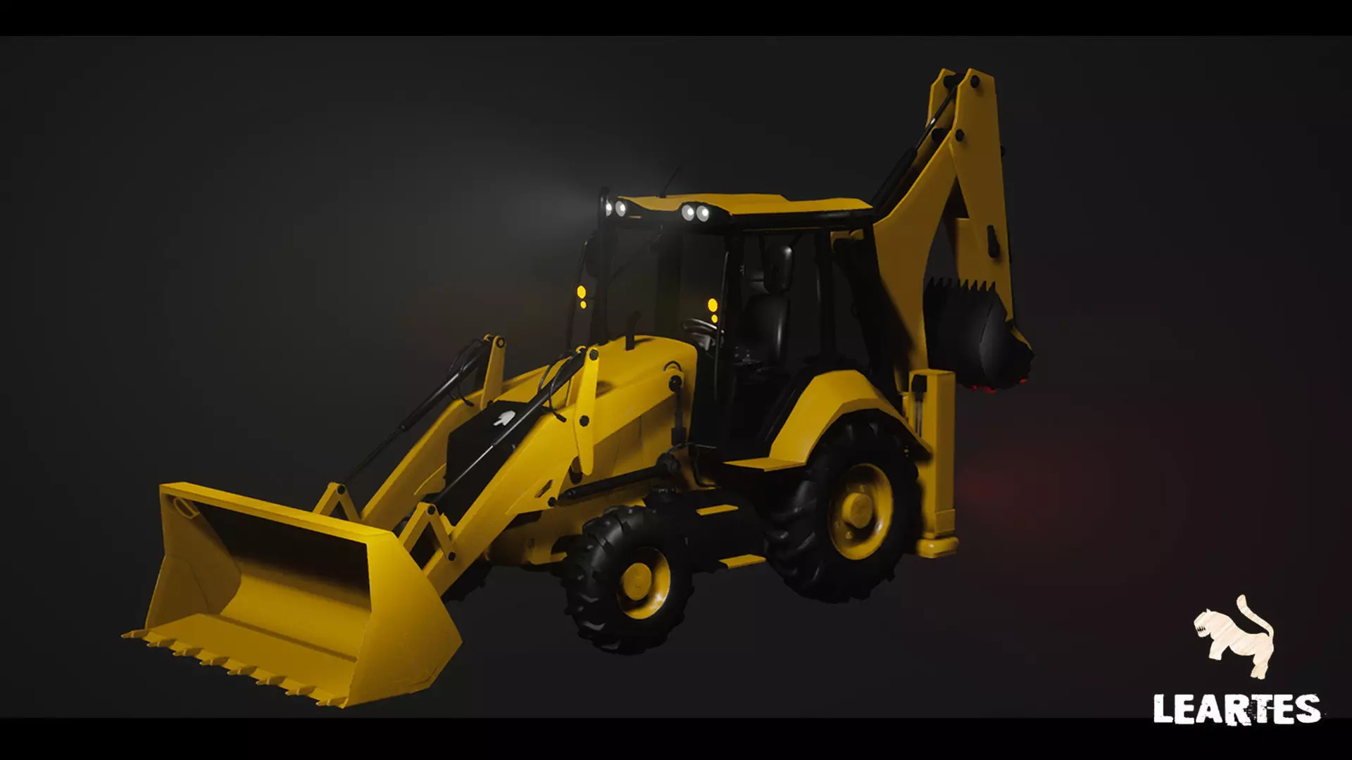 Driveable Animated Excavator Dozer with Material Variations Low-poly 3D model_0
