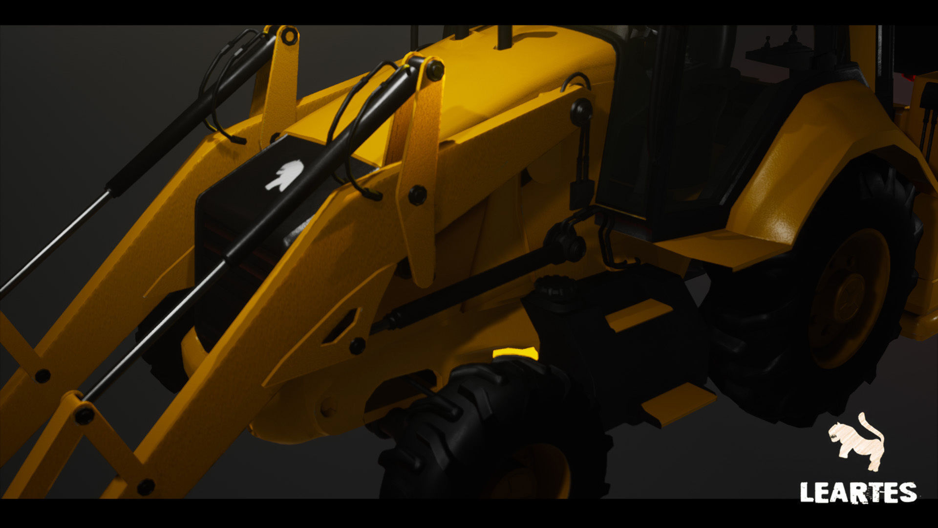 Driveable Animated Excavator Dozer with Material Variations Low-poly 3D model_4