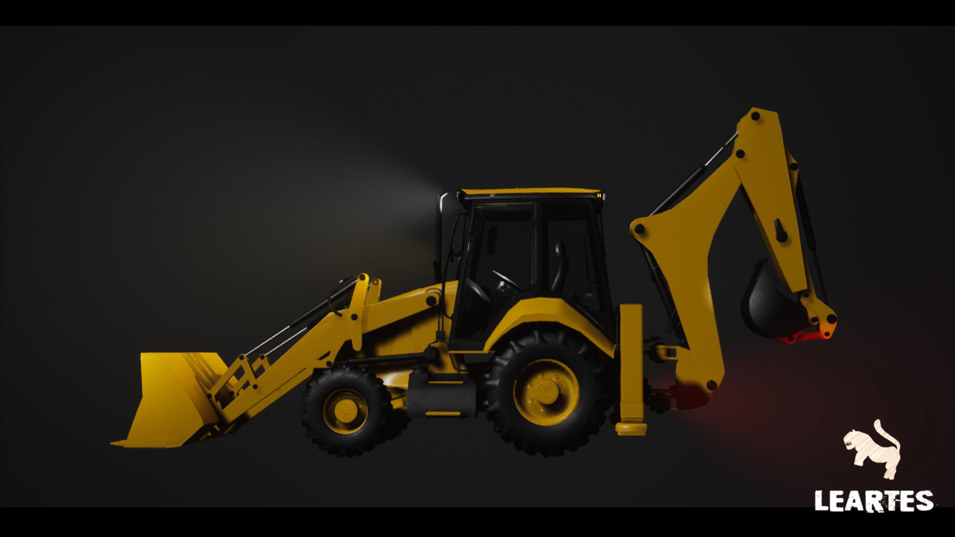Driveable Animated Excavator Dozer with Material Variations Low-poly 3D model_9