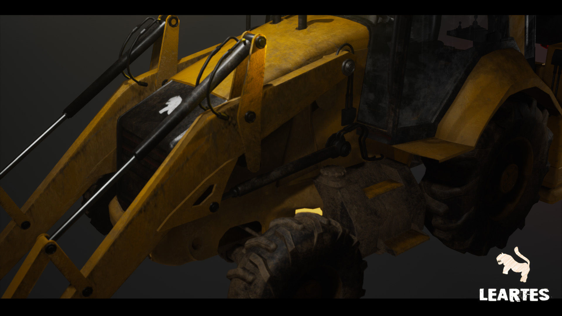 Driveable Animated Excavator Dozer with Material Variations Low-poly 3D model_19