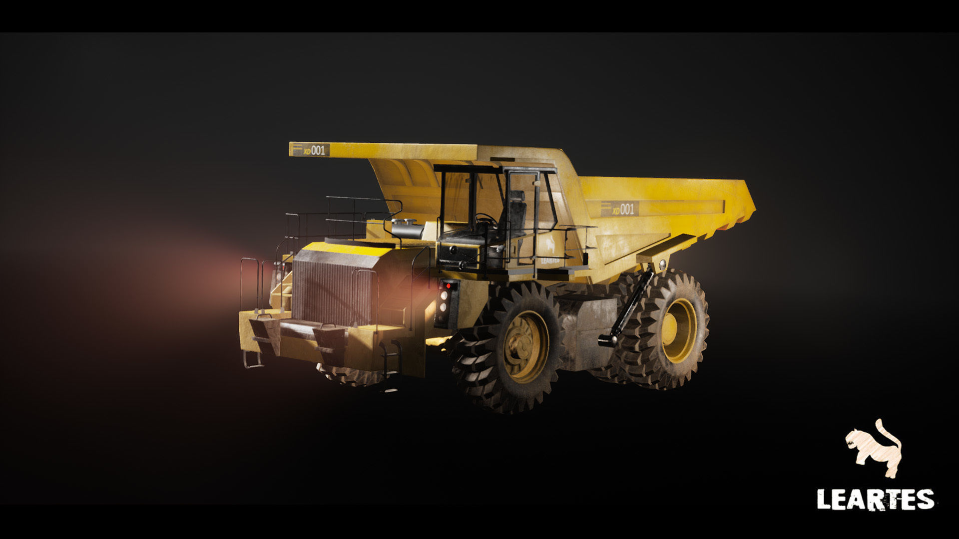 Driveable Animated Construction Truck Low-poly 3D model_16