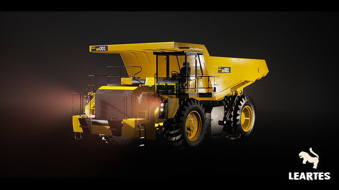 Driveable Animated Construction Truck Low-poly 3D model 7
