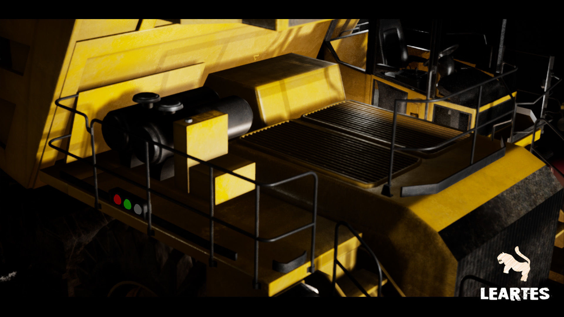 Driveable Animated Construction Truck Low-poly 3D model_8