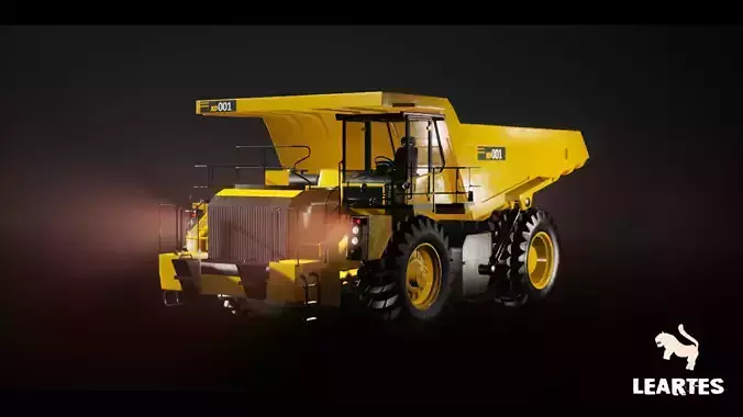 Driveable Animated Construction Truck Low-poly 3D model