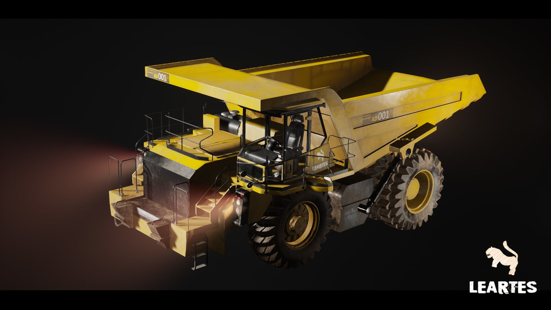 Driveable Animated Construction Truck Low-poly 3D model_18