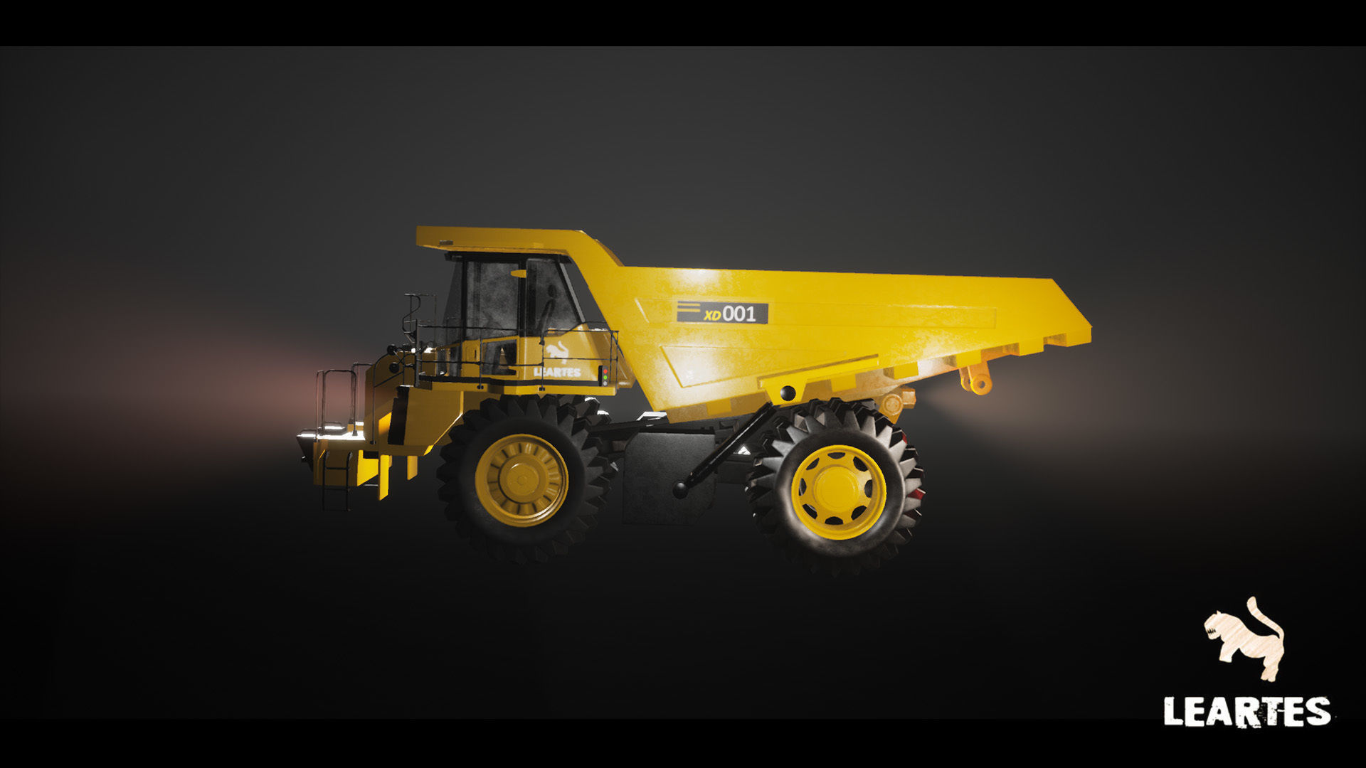 Driveable Animated Construction Truck Low-poly 3D model_3