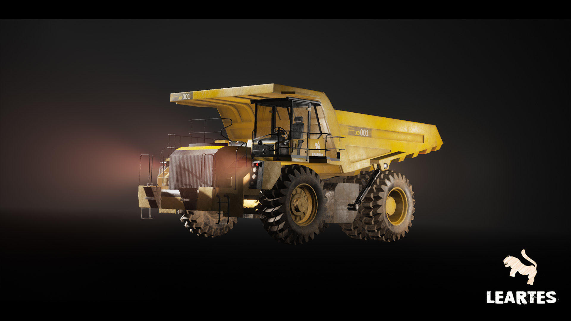 Driveable Animated Construction Truck Low-poly 3D model_17