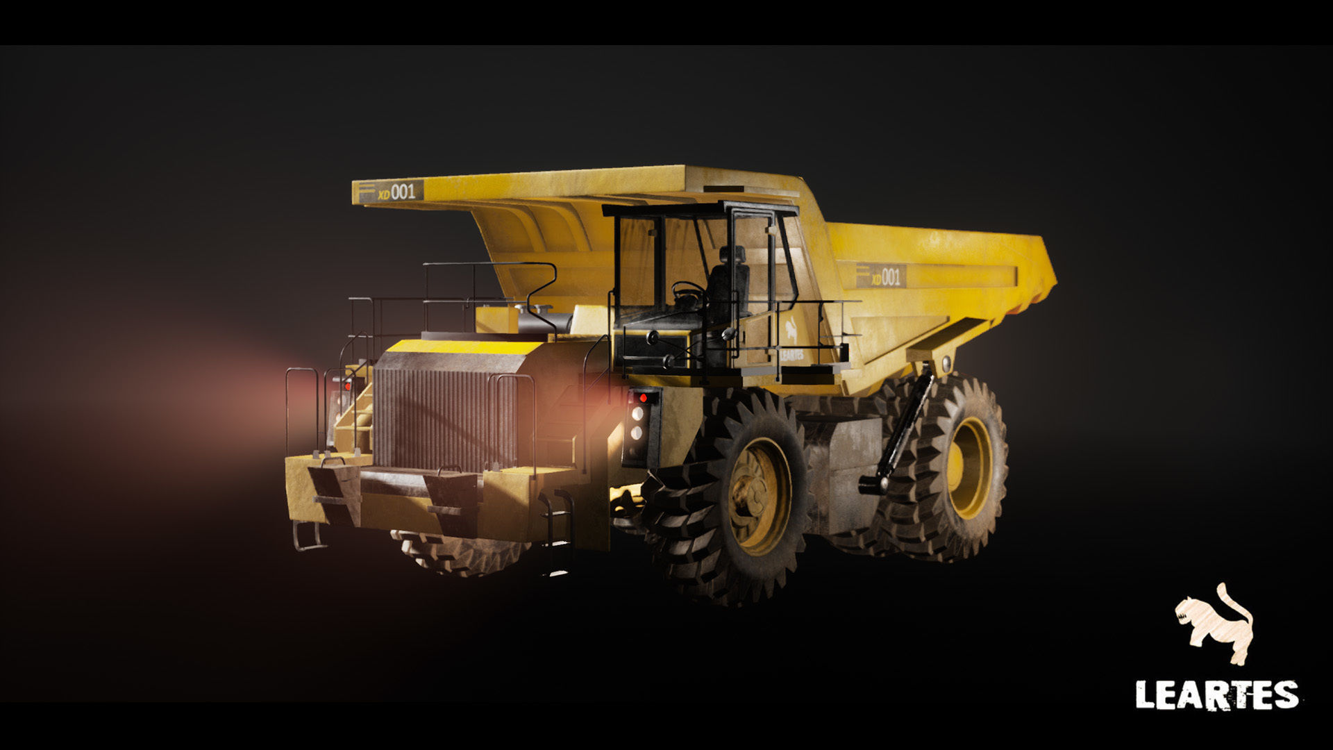 Driveable Animated Construction Truck Low-poly 3D model_19