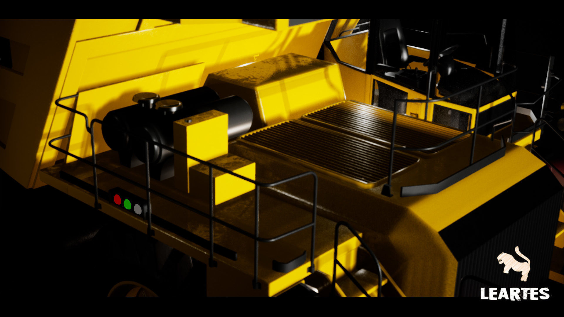 Driveable Animated Construction Truck Low-poly 3D model_9