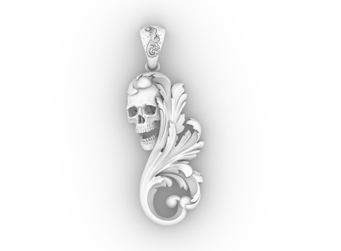Skull ornamental pendant 3D print model_7