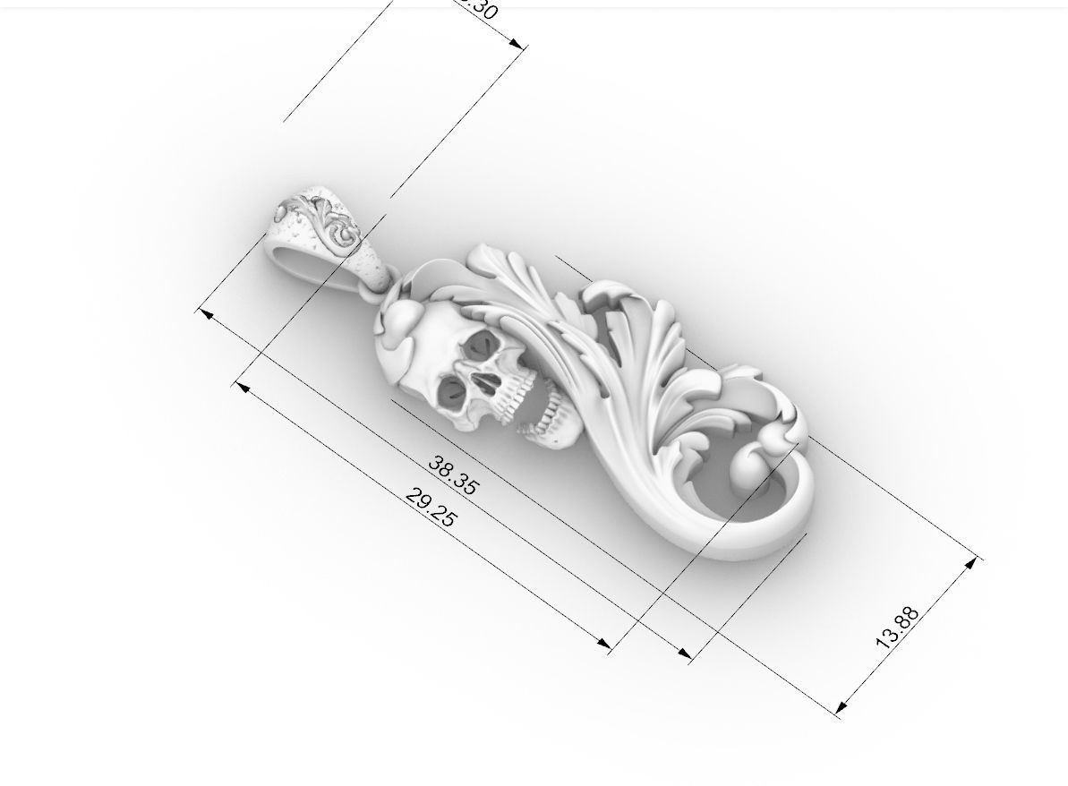 Skull ornamental pendant 3D print model_2