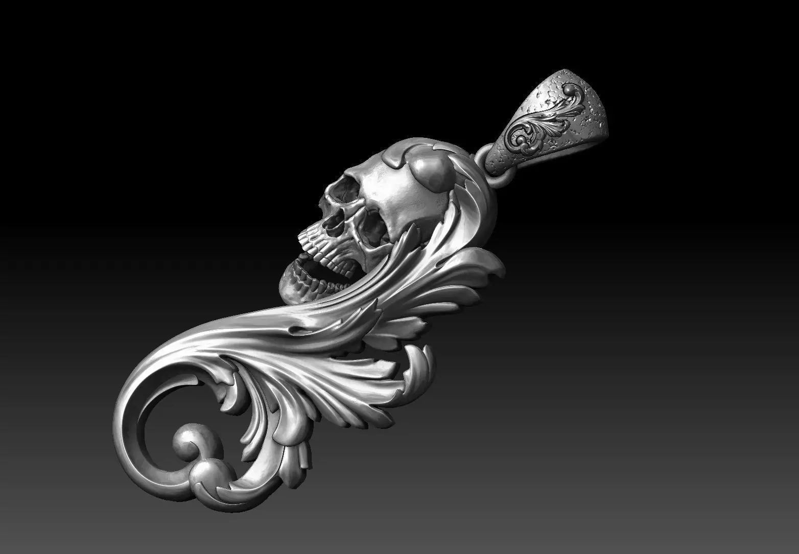 Skull ornamental pendant 3D print model_0