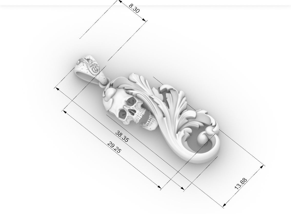 Skull ornamental pendant 3D print model_3