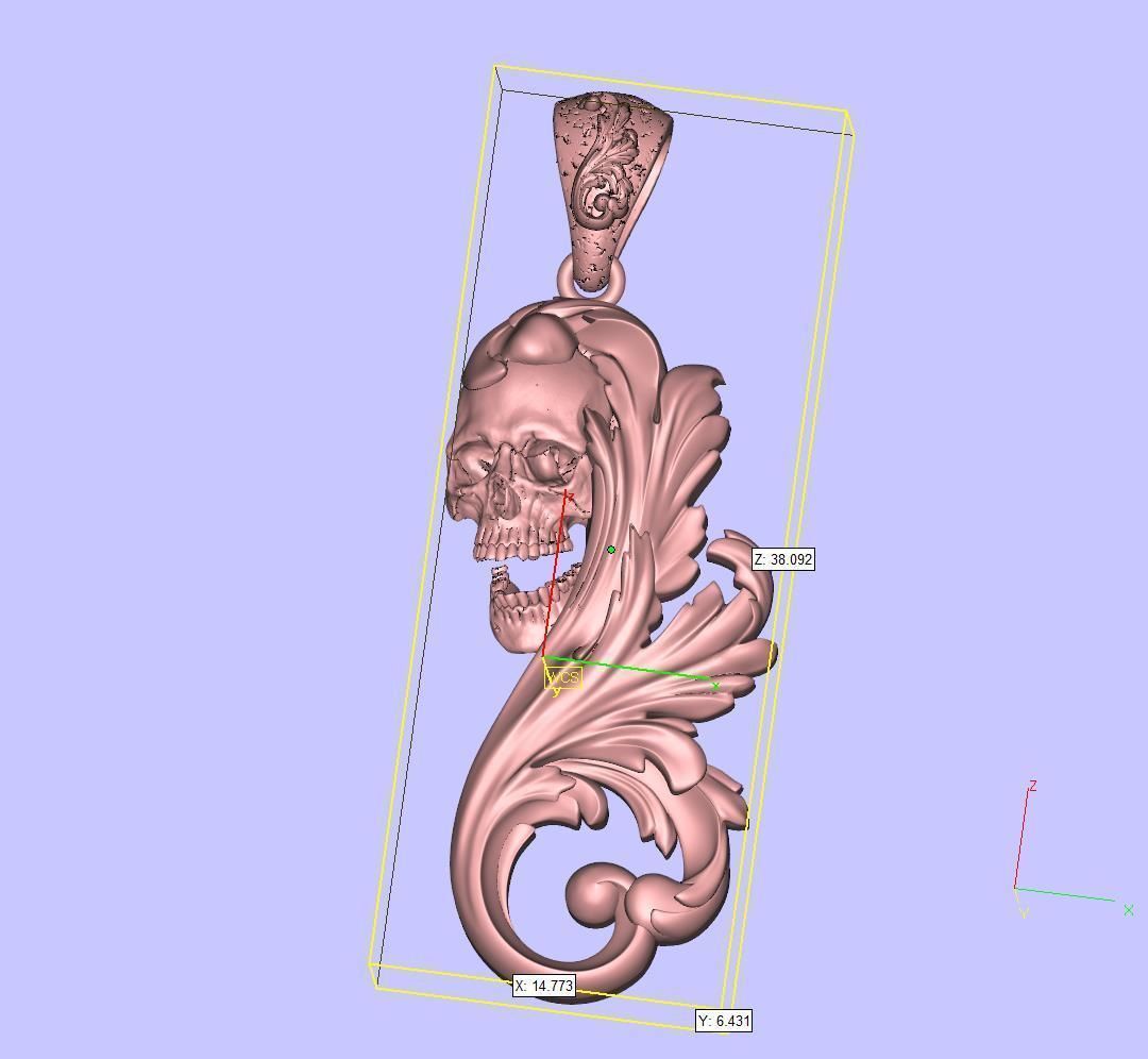 Skull ornamental pendant 3D print model_6