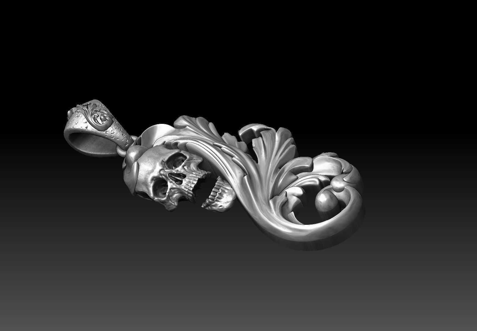 Skull ornamental pendant 3D print model_4