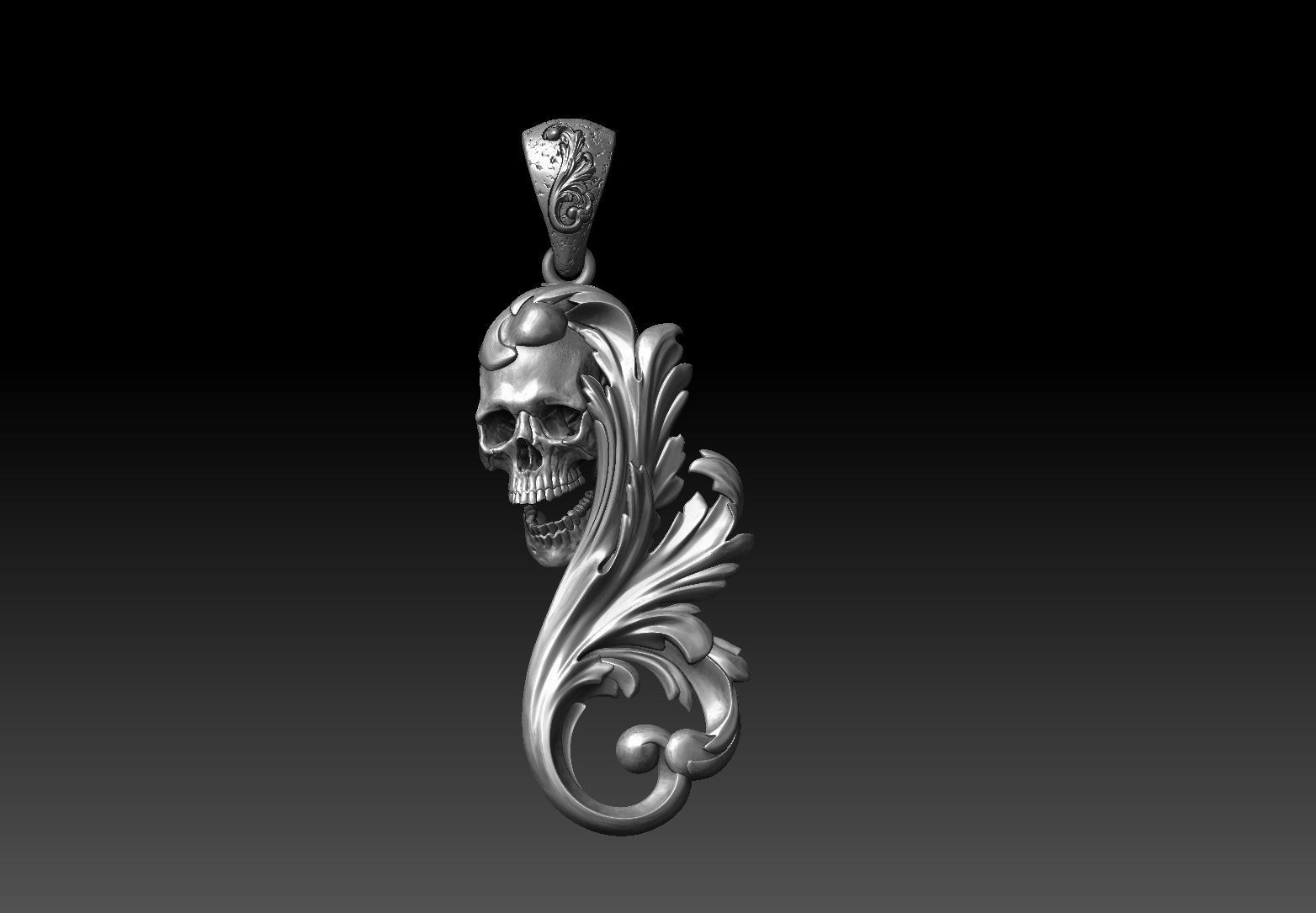 Skull ornamental pendant 3D print model_1