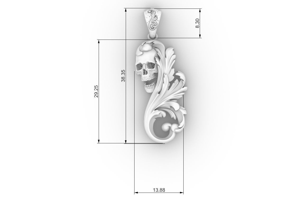 Skull ornamental pendant 3D print model_8