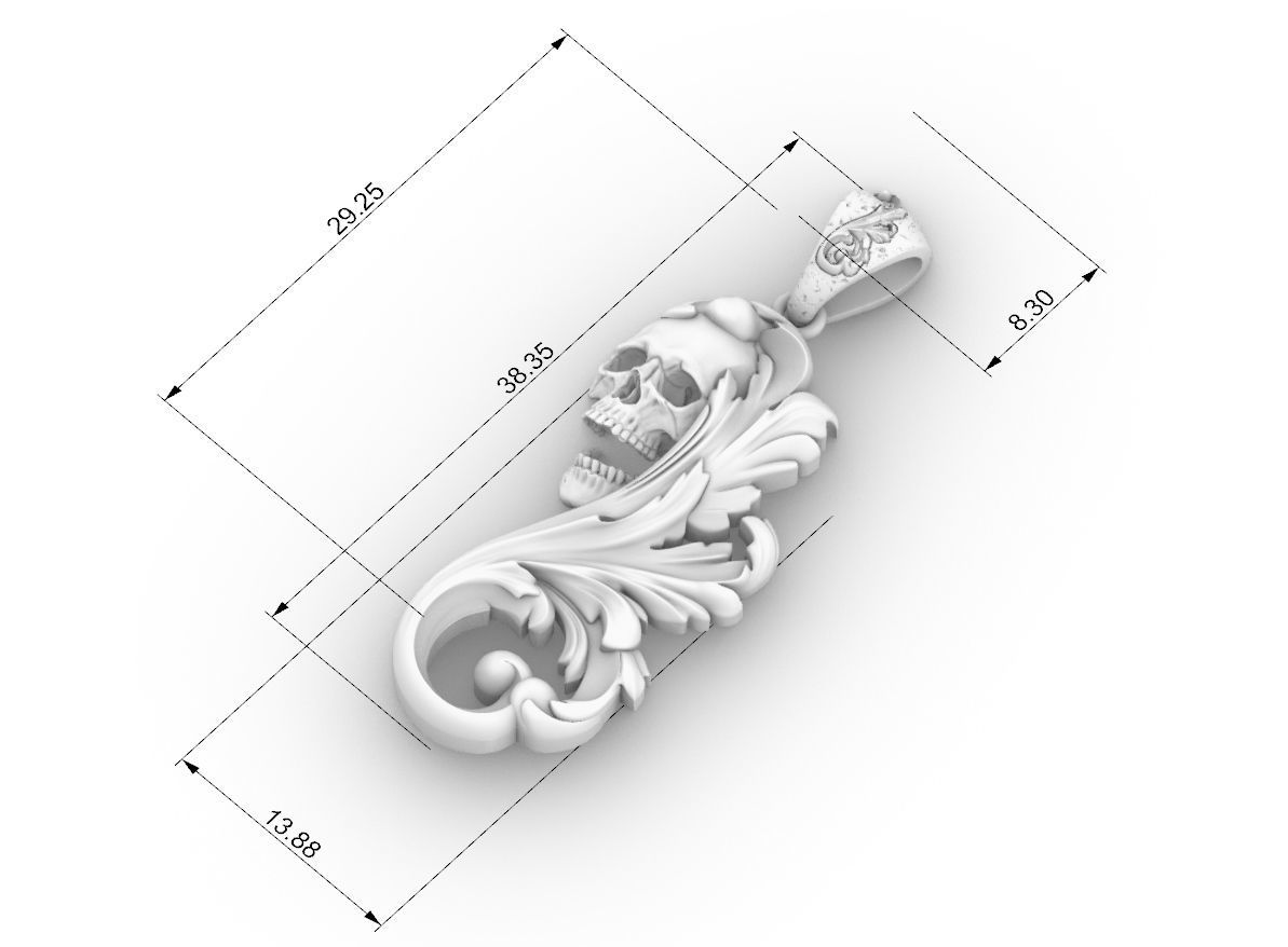 Skull ornamental pendant 3D print model_10