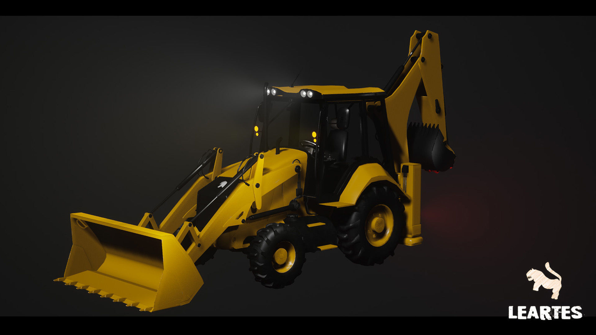 Driveable Animated Construction Vehicles Set of 4 Low-poly 3D model_8