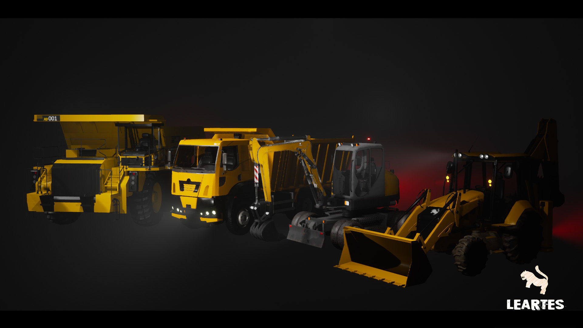 Driveable Animated Construction Vehicles Set of 4 Low-poly 3D model_5