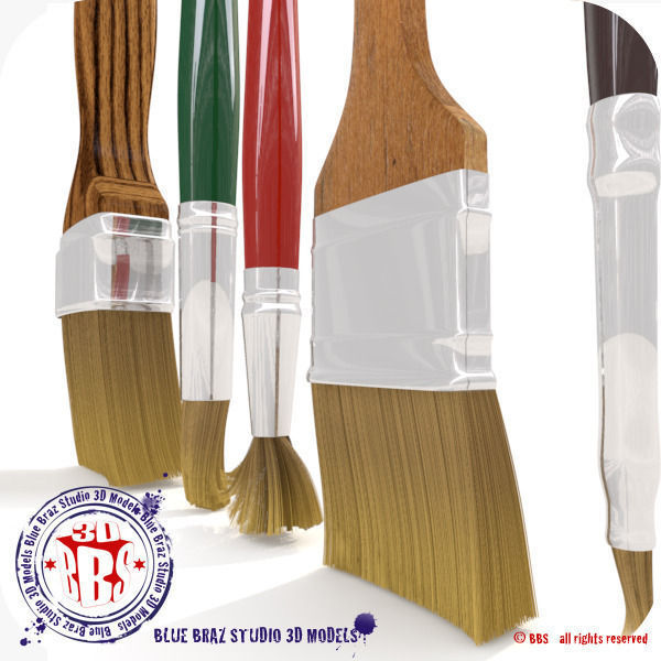paintbrushes set of paint brushes 3D model_8