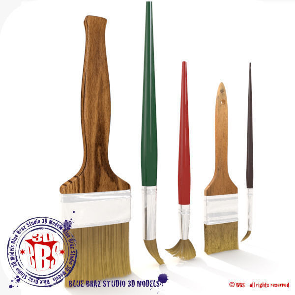 paintbrushes set of paint brushes 3D model_2