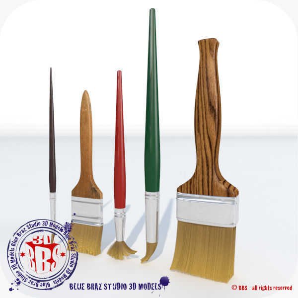 paintbrushes set of paint brushes 3D model_5
