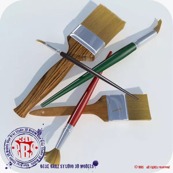 paintbrushes set of paint brushes 3D model_0