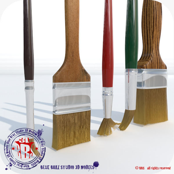 paintbrushes set of paint brushes 3D model_1