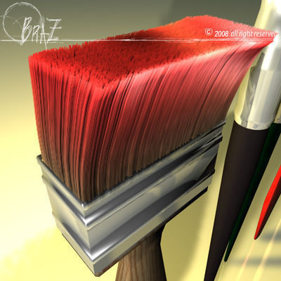 paintbrushes set of paint brushes 3D model_3